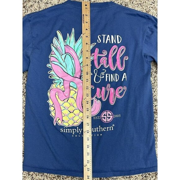 SIMPLY SOUTHERN Adult SMALL Blue L/S Cotton T-SHIRT Breast Cancer Awareness EUC - Picture 5 of 8